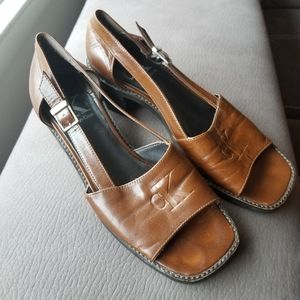 Calvin Klein brown leather casual sandals